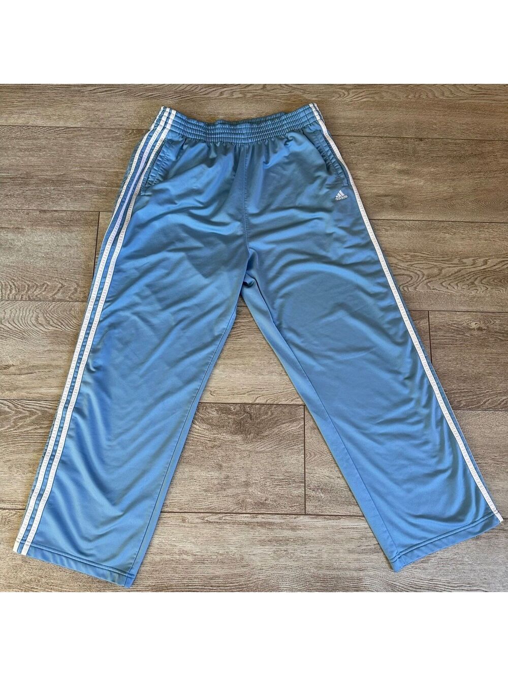 Vintage Adidas Light Blue Full Snap Tear Away Track Pants Breakaway Y2K Men's XL